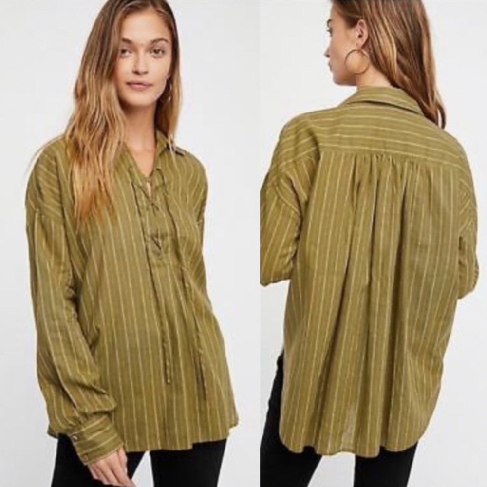 Free people Under The Boardwalk linen blend top